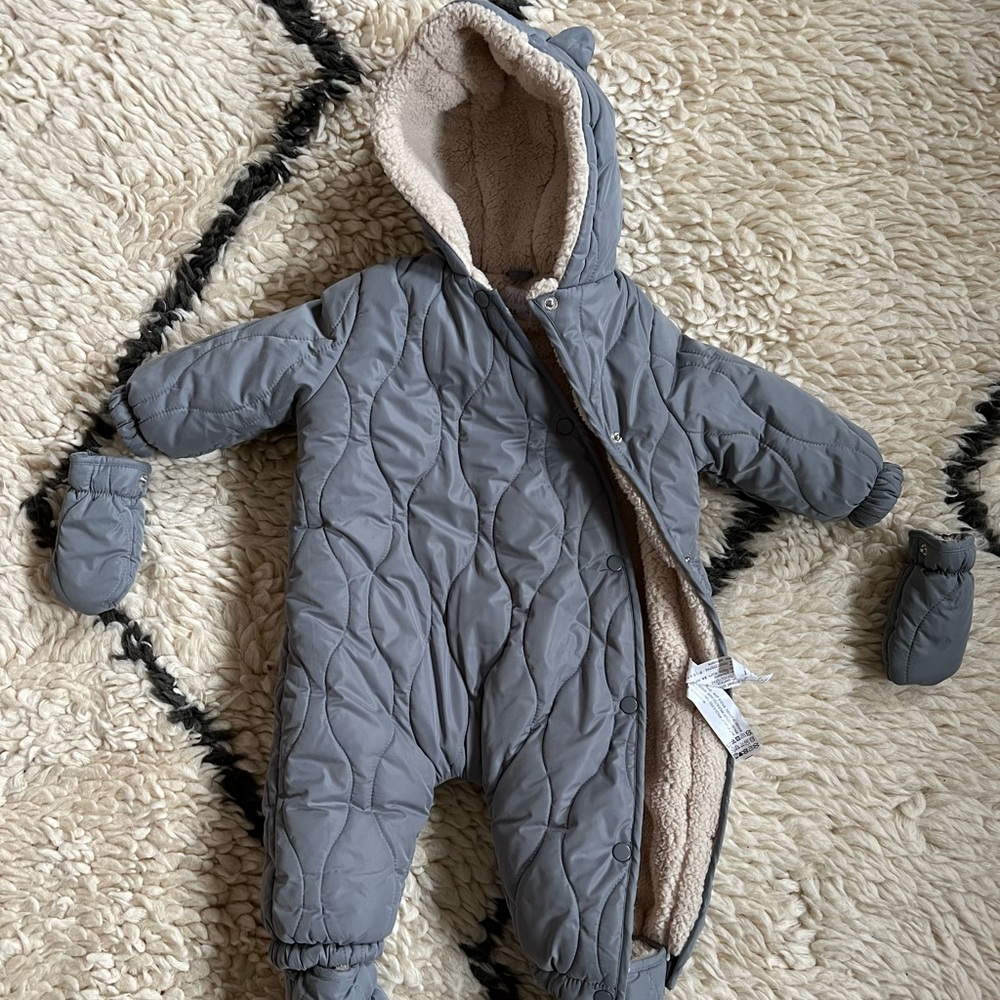 Zara quilted fleece snowsuit with mittens and booties